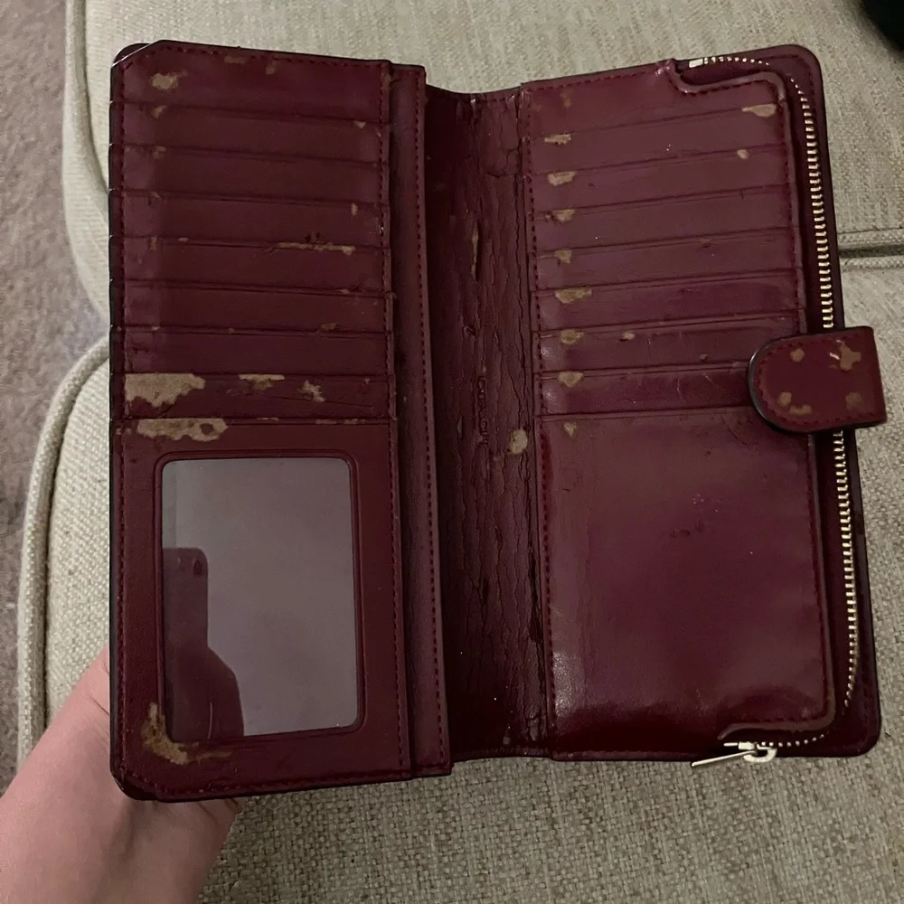 Vintage coach maroon flap wallet